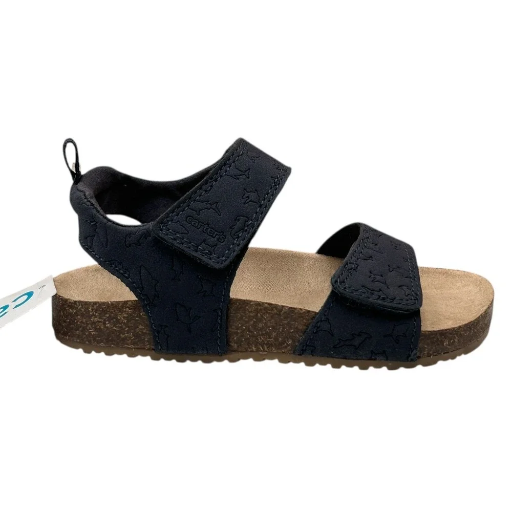 Carter's Toddler Boys Slip-on Sandals Size 6 Navy Blue Adjustable Straps Comfort